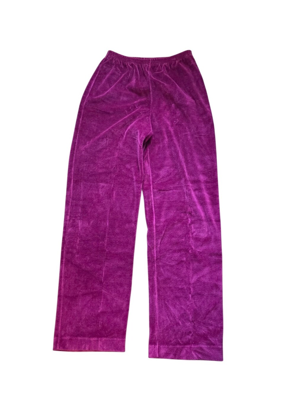 Aileen Sport Vintage Velvety Maroon Pull-On Wide Leg Pants Sz L Back Pocket EUC